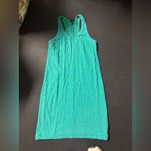 J. Crew Teal and Aqua Striped Racerback Midi Dress